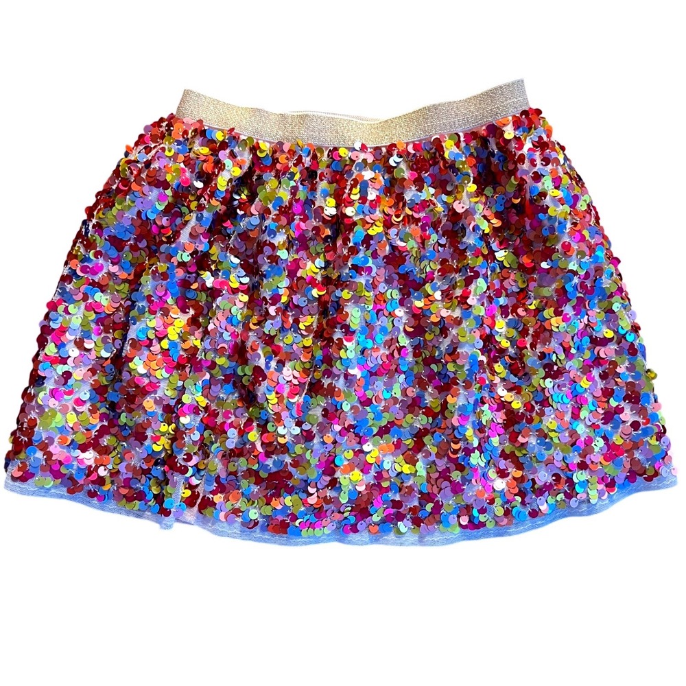 H&M Sequin Skirt 4T Girls Multi Color Glitter Waist Party Disco Sparkle